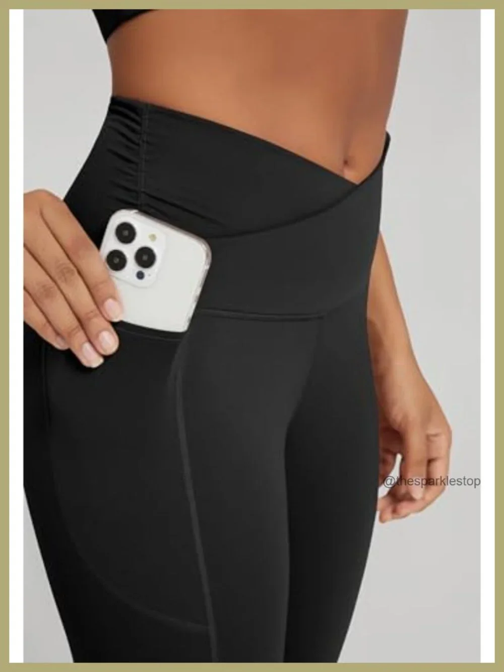 Cloud Feeling Gathered Cross Waist Leggings with Pockets 25